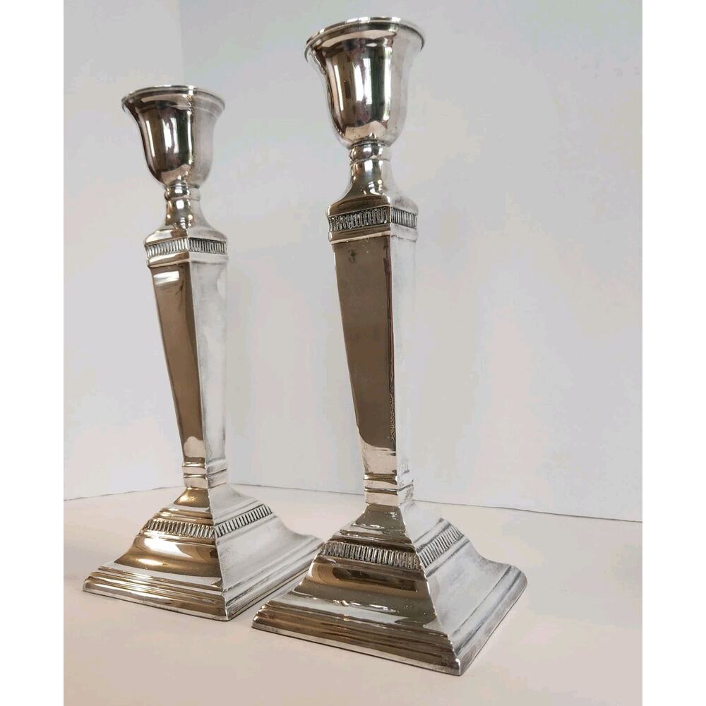 Vintage Silverplate Pottery Barn Candleholders ~ a Pair 12"